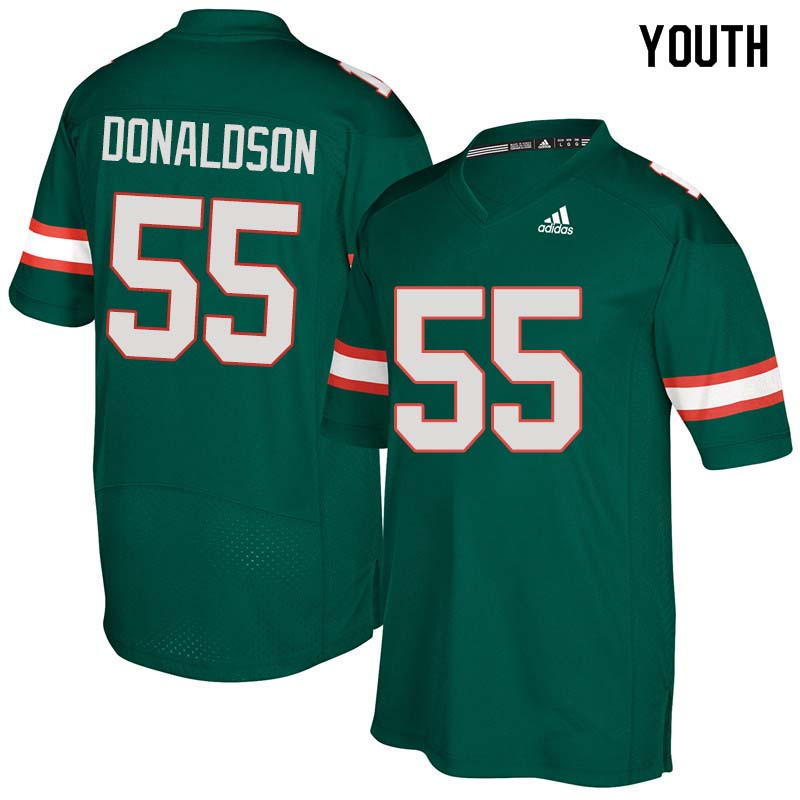 Youth Miami Hurricanes #55 Navaughn Donaldson College Football Jerseys Sale-Green